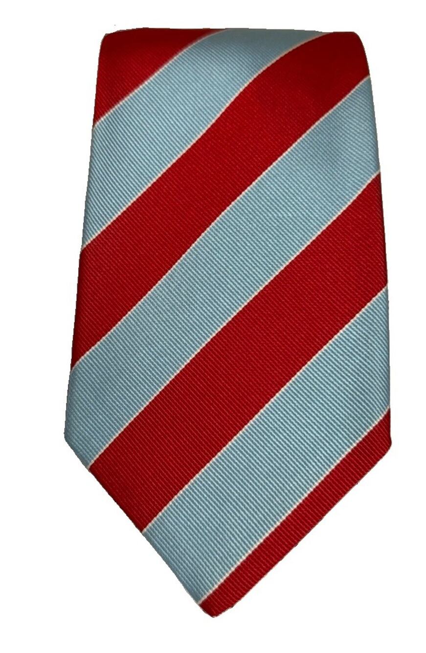 HOLLAND & SHERRY Handmade London Red & Blue Bold Stripe Repp Silk 3.5”